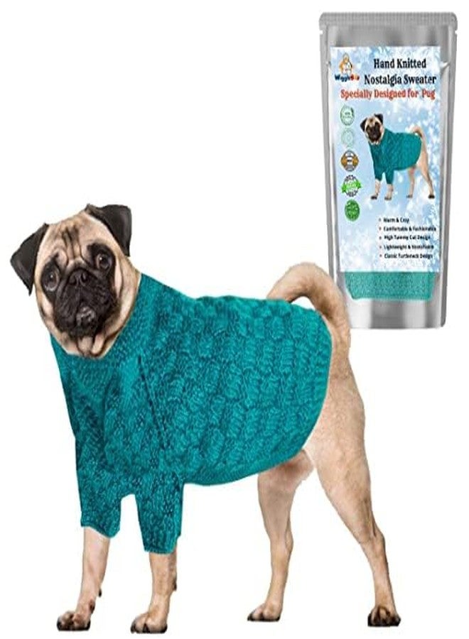 WiggleBoo Limited Edition for Pug || Classic Hand Knitted Winter Sweater/Jacket || Stylish Designed || Ultra Warm || Comfortable & Soft Fabric (Green) - Image 1